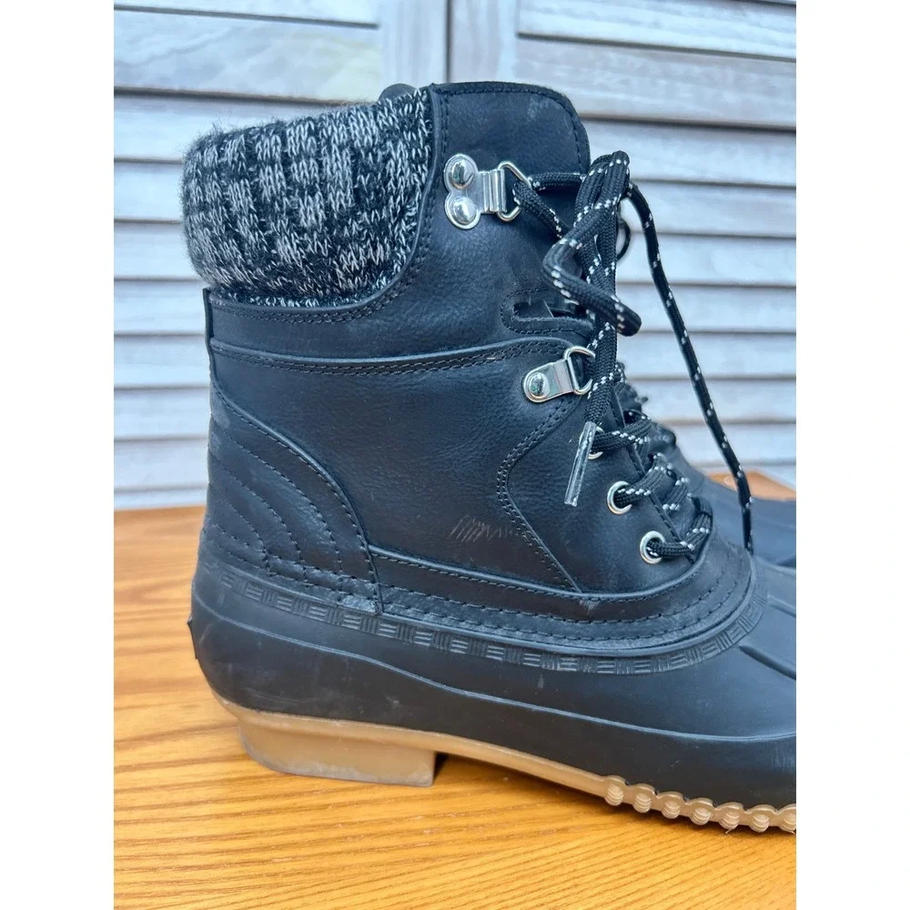 Tommy Hilfiger Duck Boots 10 Black Womens Winter Rain Lined